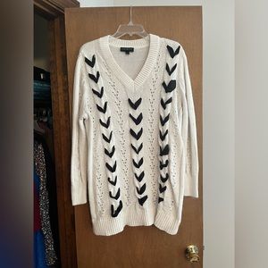 Lane Bryant white and black ribbon sweater- size 18/20